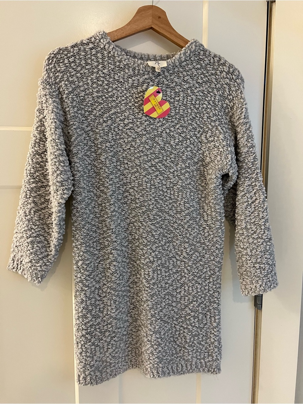NWT! Hayden Girls Cozy Gray Popcorn Knit Kids Dress- Size Medium